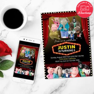 Sing 2 Invitation Customizable Template to Print at Home Instant Download