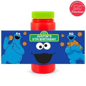 Cookie monster Bubbles Wrapper Template to Print at Home Instant Download