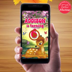 Bambi Birthday Video Invitation Digital Template Customizable Instant Download