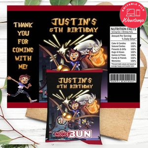 The Owl House Birthday Honey Buns Snack Bag Label Customizable Instant Download