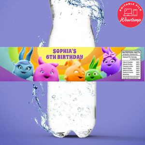 Sunny Bunnies Birthday Water Bottle Label Template to Print at Home Instant Download