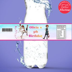 Ballerina film Bottle Label Birthday Water Bottle Label Template to Print at Home Instant Download