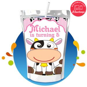 Vaca Lola Capri Sun Birthday Labels Digital File Printable Instant Download