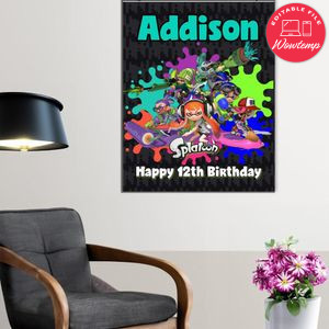 Splatoon Birthday Poster Digital File Printable Instant Download