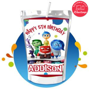 Inside out 2 Capri Sun Birthday Label Digital File Printable Instant Download