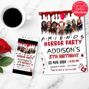 Friends Horror Movie Mobile Invite Customizable Template Instant Download