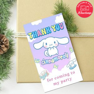 Cinnamoroll Thank you tag Customizable Template to Print at Home Instant Download