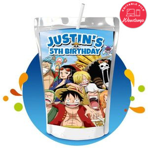 One piece Capri Sun Birthday Labels Digital File Printable Instant Download