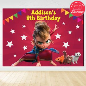 Pil's Adventures Birthday Backdrop Digital File Template Instant Download