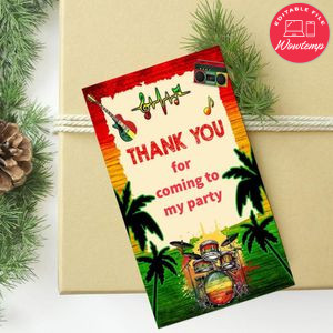 Reggae Thank You Tag Customizable Template To Print At Home Instant Download