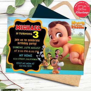 Mighty little bheem Birthday Flyer Customizable Template to Print at Home Instant Download