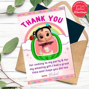 Cece Cocomelon Thank You Card Customizable Template To Print At Home Instant Download