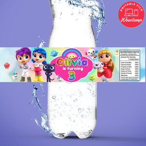 True and the Rainbow Kingdom Birthday Water Bottle Label Template to Print at Home Instant Download