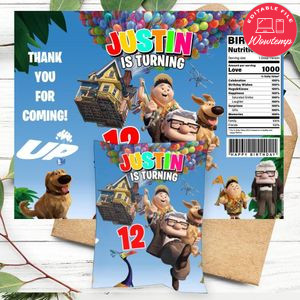 Disney Pixar up Birthday Chip Bag Digital File Printable Instant Download