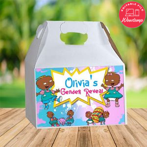 Phil And Lil Gender Reveal Gable Box Digital File Printable Instant Download