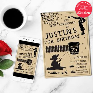 Tom Sawyer Birthday Mobile Invite Customizable Template Instant Download