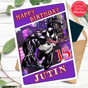 Venom Personalized Birthday Card