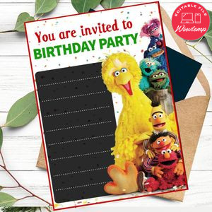 Sesame Street fill in blank Invitation Customizable Template to Print at Home Instant Download