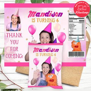 Ms. Rachel Birthday Party Chip Bag Digital File Printable Instant Download