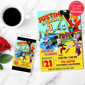 Mickey Mouse Funhouse Mobile Invite Customizable Template Instant Download