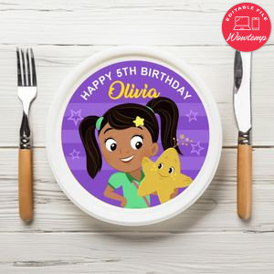 Nina's World Birthday Plate Template Customizable To Print At Home Instant Download