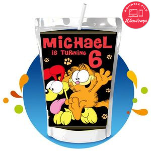 Garfield Capri Sun Birthday Labels Digital File Printable Instant Download
