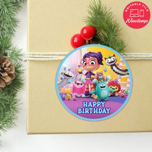 Abby Hatcher Circle Sticker Template Customizable to Print at Home Instant Download