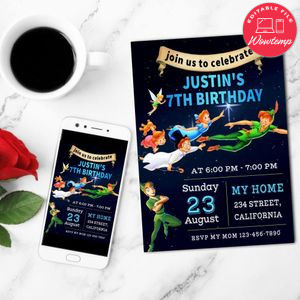 Peter Pan Classic Mobile Invite Customizable Template Instant Download