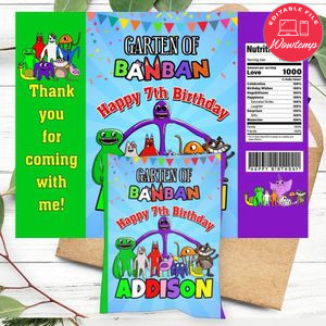 Garten of banban Birthday Party Chip Bag Digital File Printable Instant Download