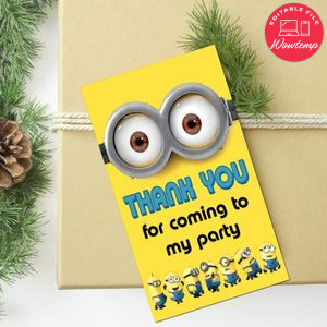 Minions Thank You Tag Customizable Template To Print At Home Instant Download