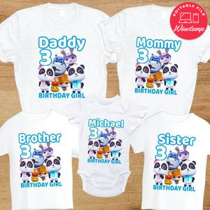 Baby Bus Panda Birthday Family Trip Vacation T-Shirt
