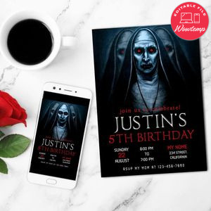 The Nun, Valak Mobile Invite Customizable Template Instant Download