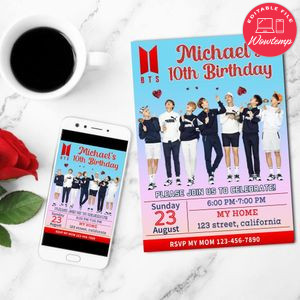 BTS Birthday Flyer Customizable Template to Print at Home Instant Download