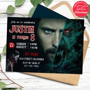 Morbius Invitation Customizable Template to Print at Home Instant Download
