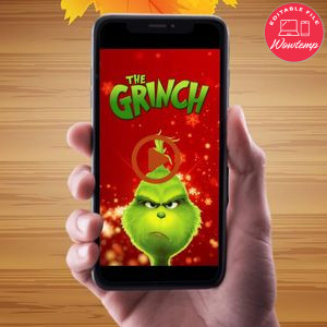Grinch Birthday Video Invitation Digital Template Customizable Instant Download
