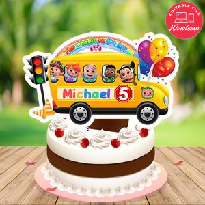Cocomelon the wheels on the bus Cake Topper Template Printable Instant Download