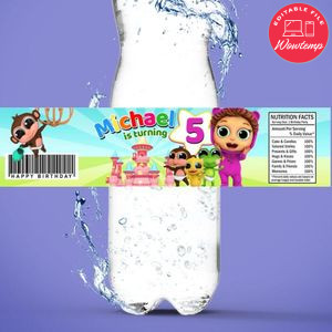 Baby joy joy Birthday Water Bottle Label Template to Print at Home Instant Download