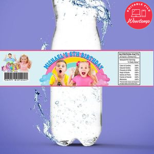 Diana and roma Birthday Water Bottle Label Template to Print at Home Instant Download