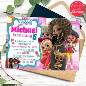 House of surprises Birthday Flyer Customizable Template to Print at Home Instant Download