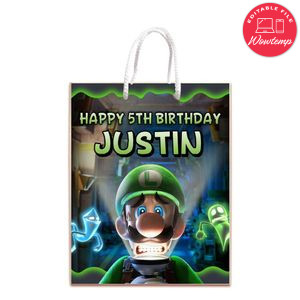 Luigi’s Mansion Gift Bag Label Template Printable Instant Download