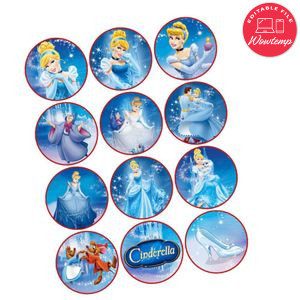 Cinderella Cupcake Toppers Template Printable Instant Download