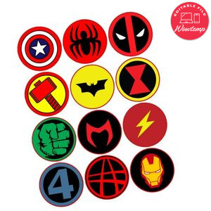 Marvel Superheroes Cupcake Toppers Template Printable Instant Download