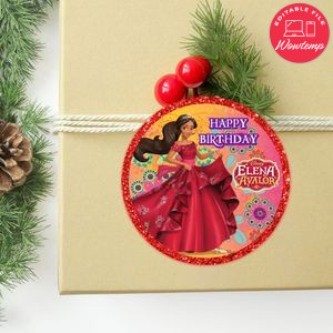Elena Of Avalor Circle Sticker Template Customizable to Print at Home Instant Download