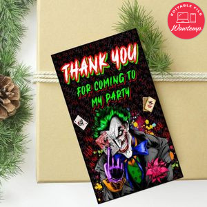 Joker Thank You Tag Customizable Template To Print At Home Instant Download