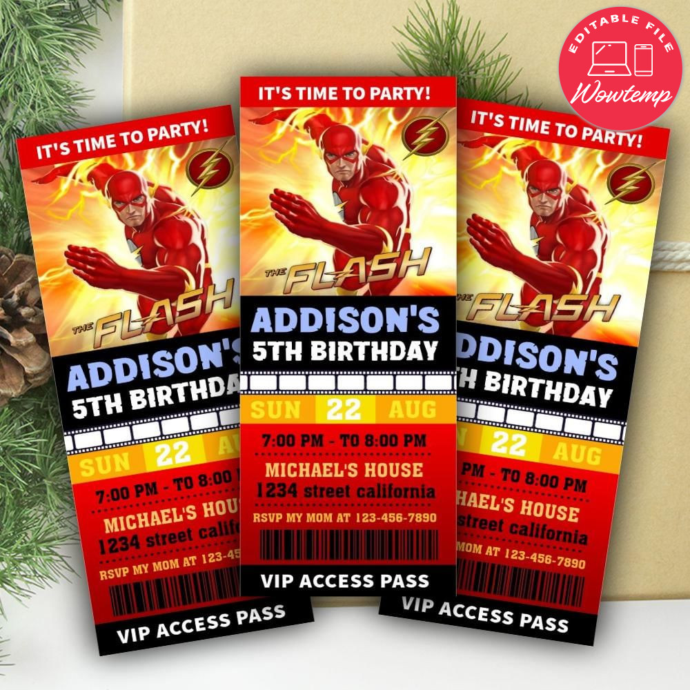 The Flash Ticket Invitation Customizable Template | Wowtemp