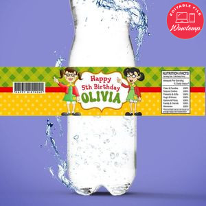 La Chilindrina Bottle Label Birthday Water Bottle Label Template to Print at Home Instant Download