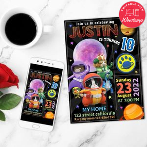 Super Agent Binky Birthday Invitation Customizable Template to Print at Home Instant Download