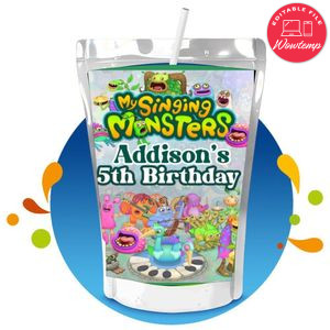My singing monsters Capri Sun Birthday Labels Digital File Printable Instant Download