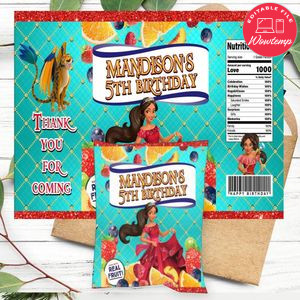 Elena Of Avalor Birthday Party Fruit Snack Bag Digital File Printable Instant Download