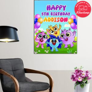 Baby Zoo Birthday Poster Digital File Printable Instant Download